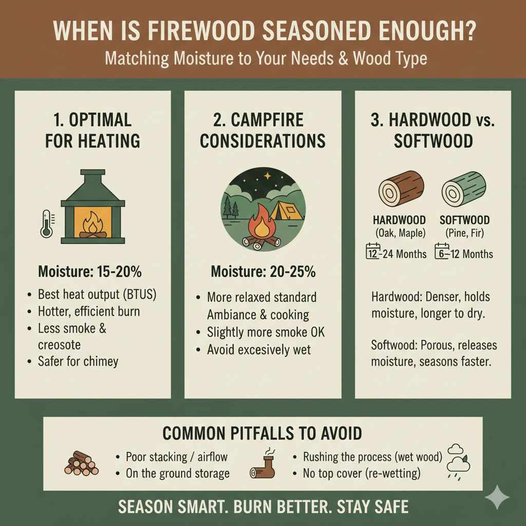 When is Firewood Seasoned Enough For Different Uses?

