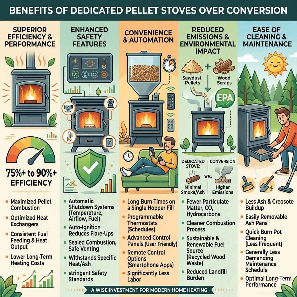 Benefits of Dedicated Pellet Stoves Over Conversion