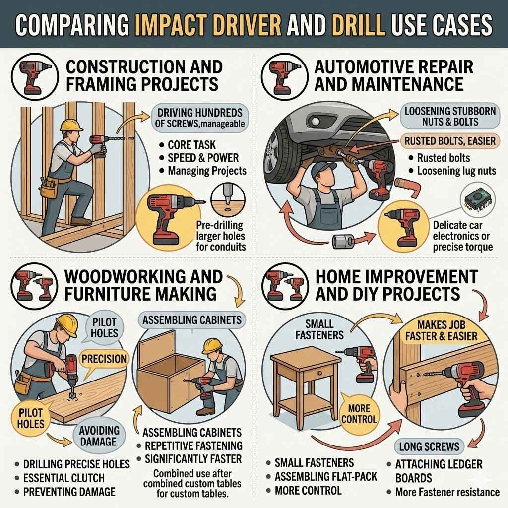 Comparing Impact Driver and Drill Use Cases