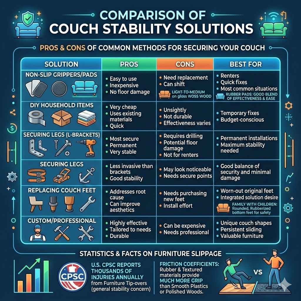 Comparing Solutions for Couch Stability