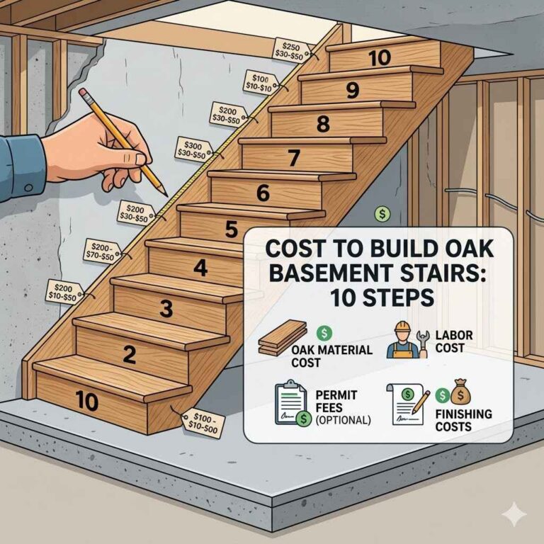 Cost to Build Oak Basement Stairs 10 Steps