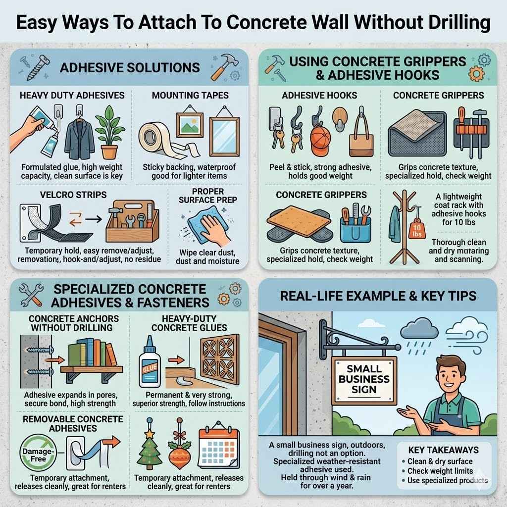 Easy Ways To Attach To Concrete Wall Without Drilling