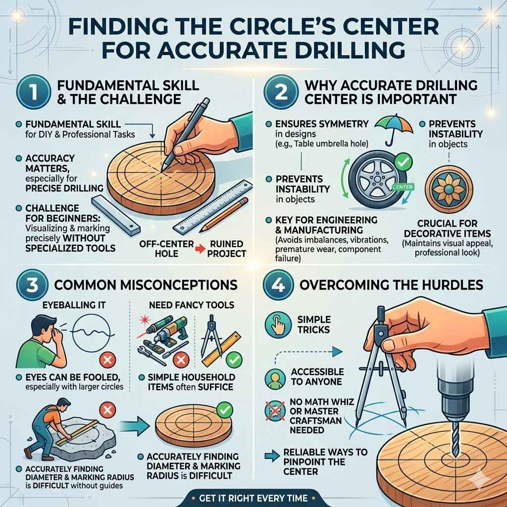 Finding the Circle's Center for Accurate Drilling