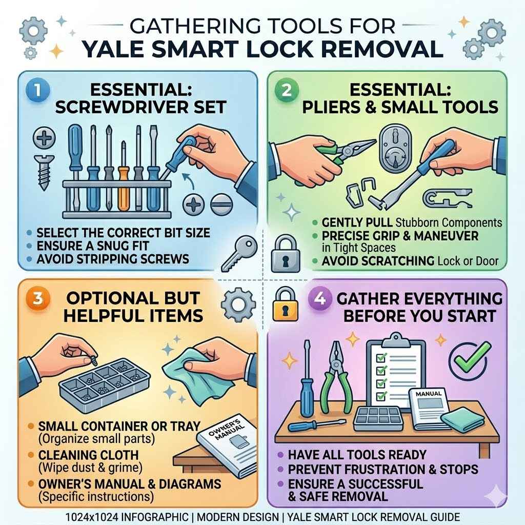 Gathering Tools For Yale Smart Lock Removal