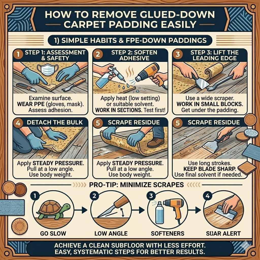 How To Remove Glued-Down Carpet Padding Easily