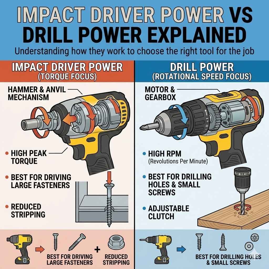 Impact Driver Power vs Drill Power Explained