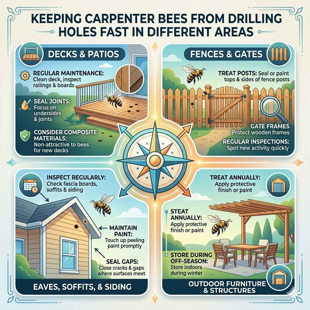 Keeping Carpenter Bees from Drilling Holes Fast in Different Areas