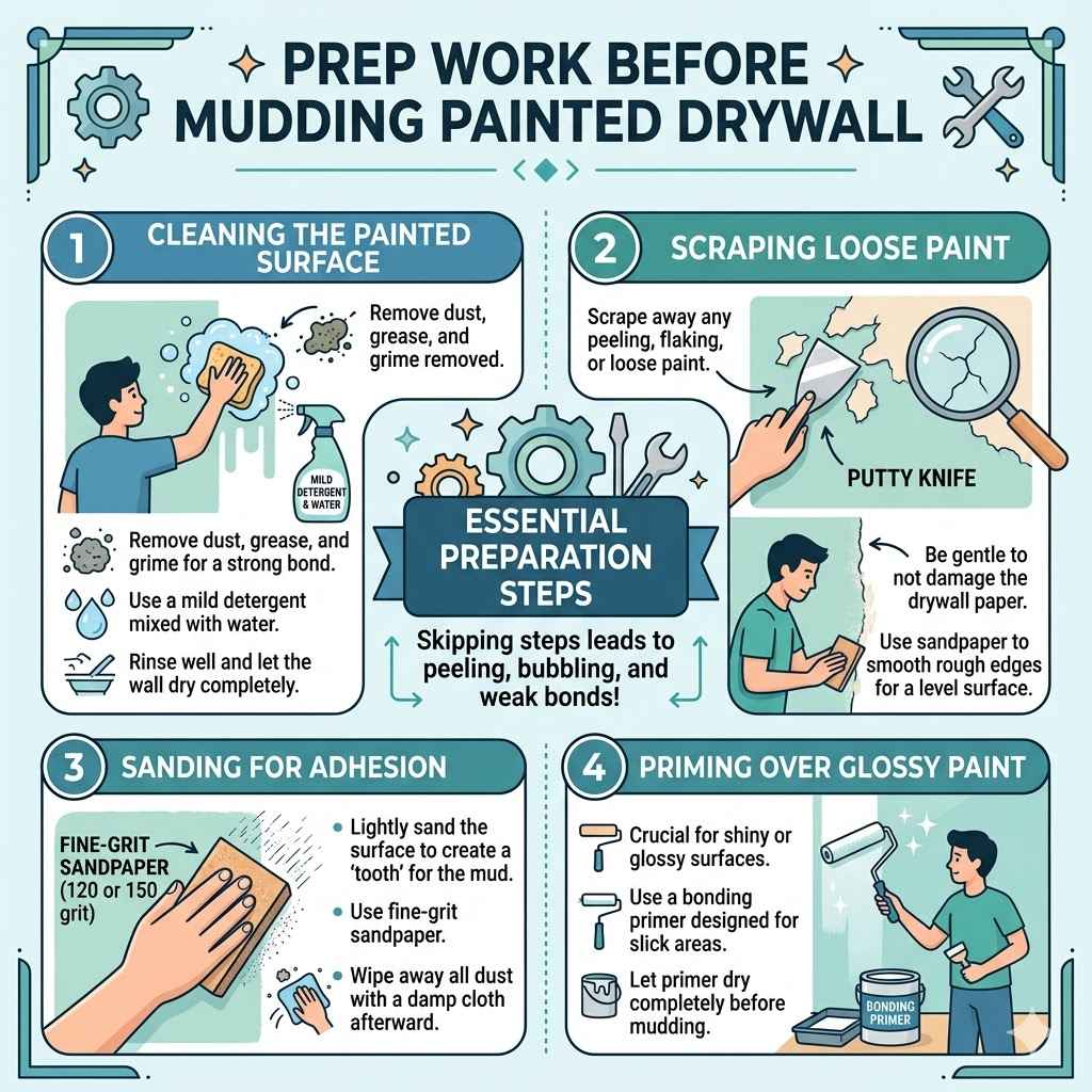 Prep Work Before Mudding Painted Drywall