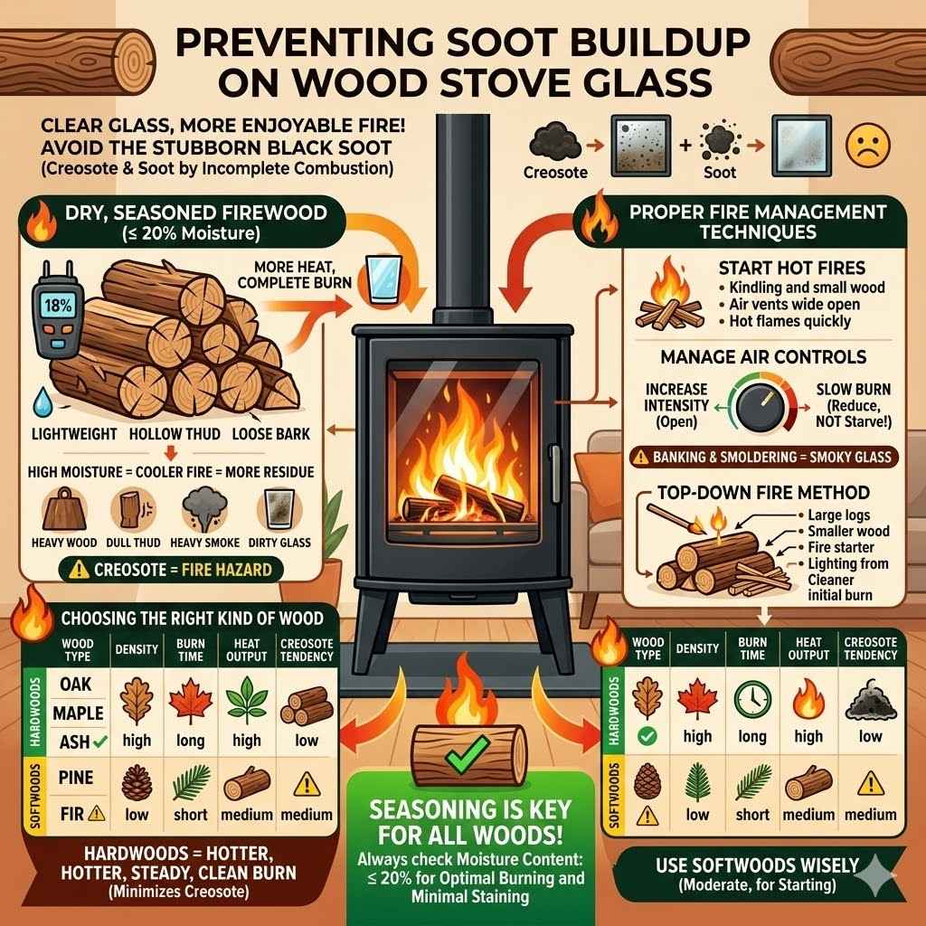 Preventing Soot Buildup on Wood Stove Glass