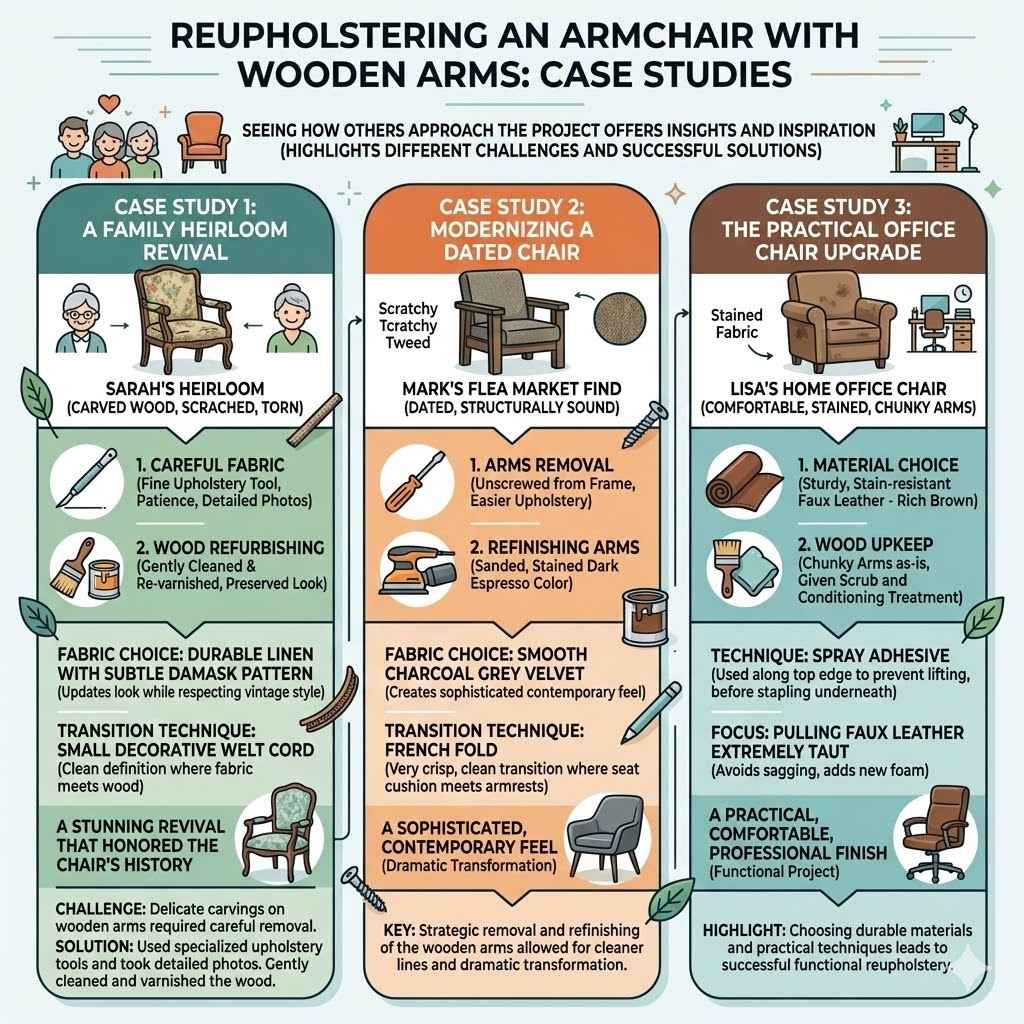 Reupholstering an Armchair with Wooden Arms Case Studies
