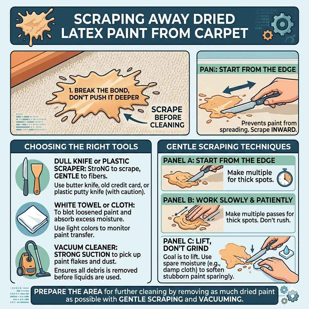 Scraping Away Dried Latex Paint