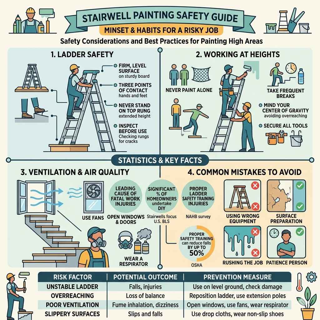 Painting a High Stairwell Ceiling Safely