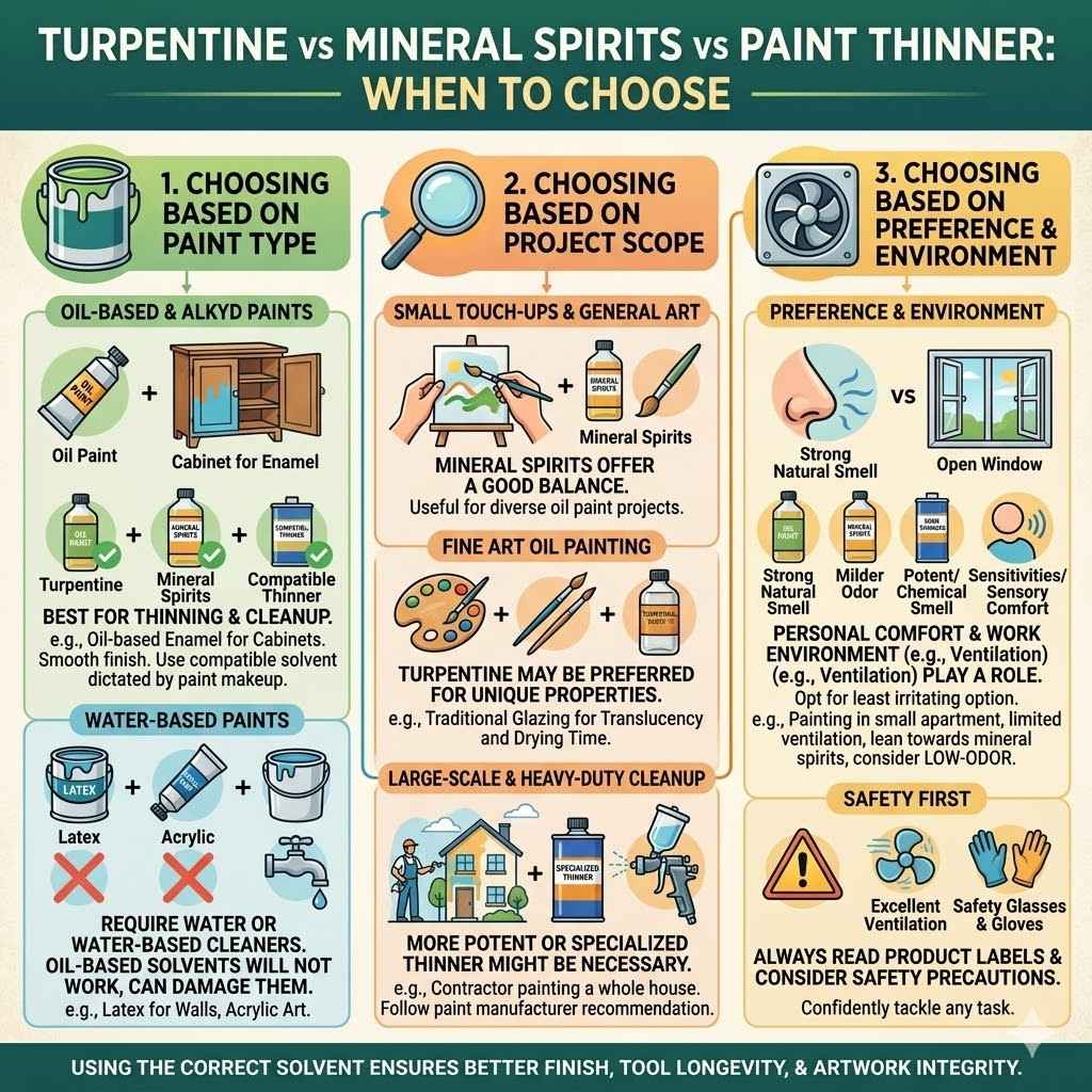 Turpentine vs Mineral Spirits vs Paint Thinner When to Choose
