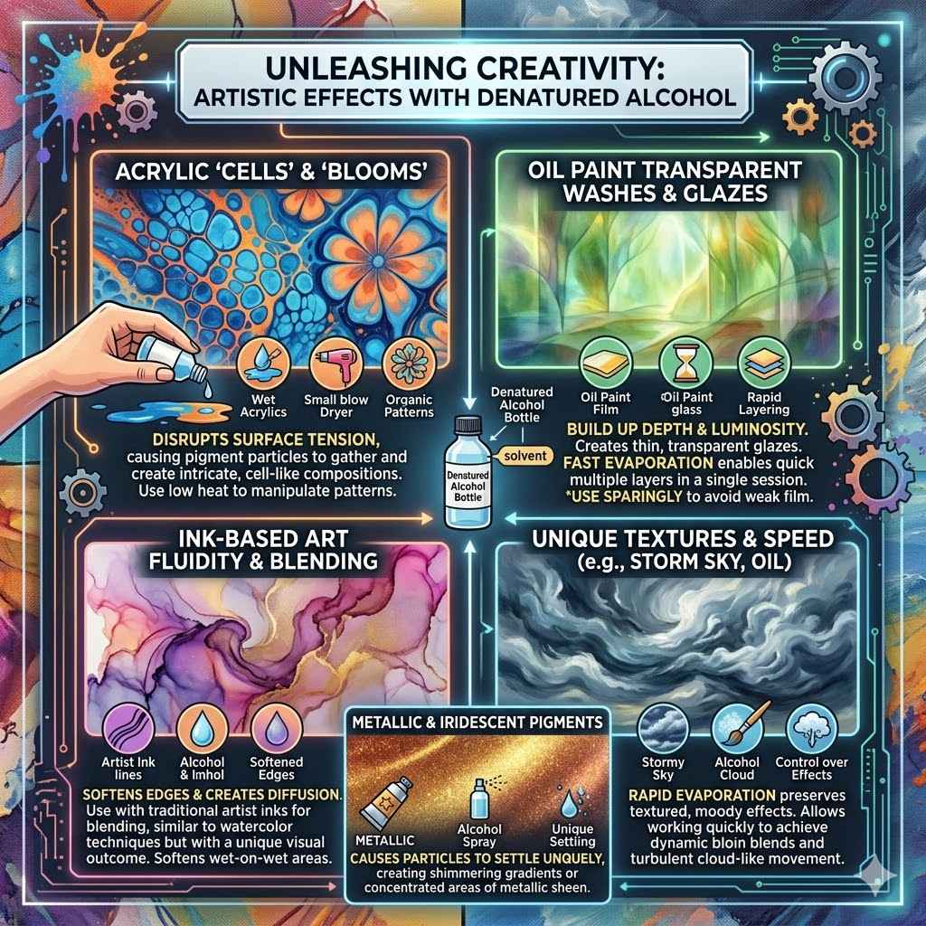 What is Denatured Alcohol Used For in Painting Related Effects