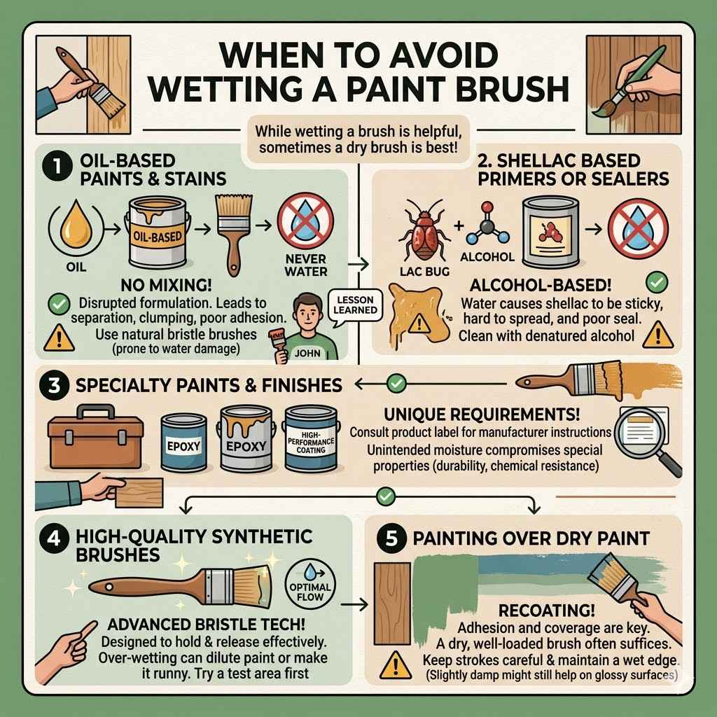 When To Avoid Wetting A Paint Brush