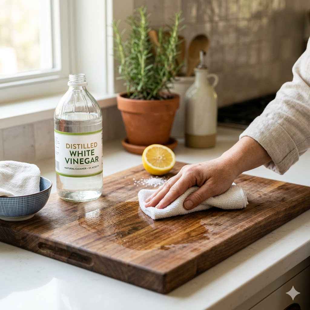 How To Clean A Wooden Cutting Board With Vinegar Safely