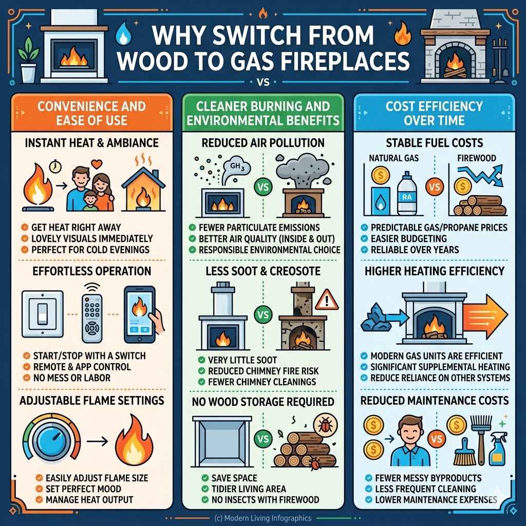 Why Switch From Wood To Gas Fireplaces