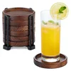 Acacia wood coaster set with holder