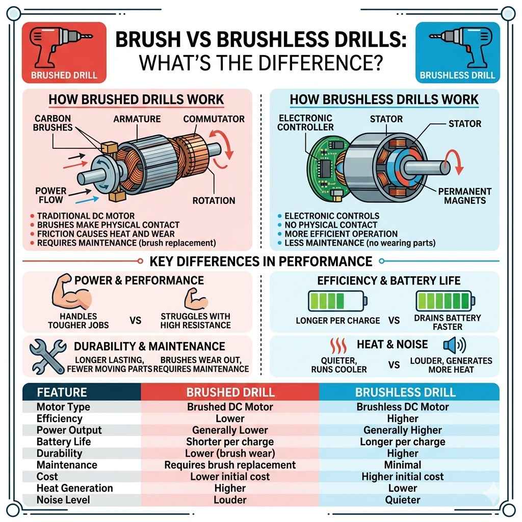 Brush vs Brushless Drills What's the Difference