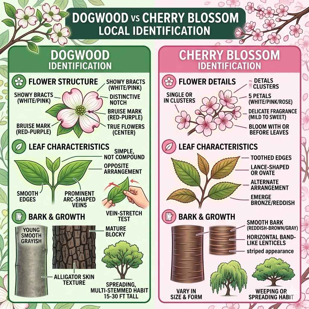 Dogwood vs Cherry Blossom Local Identification