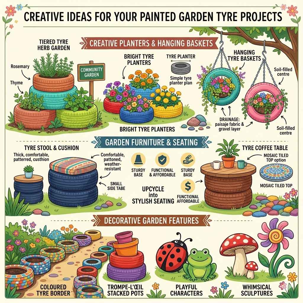 Ideas For Your Painted Garden Tyre Projects
