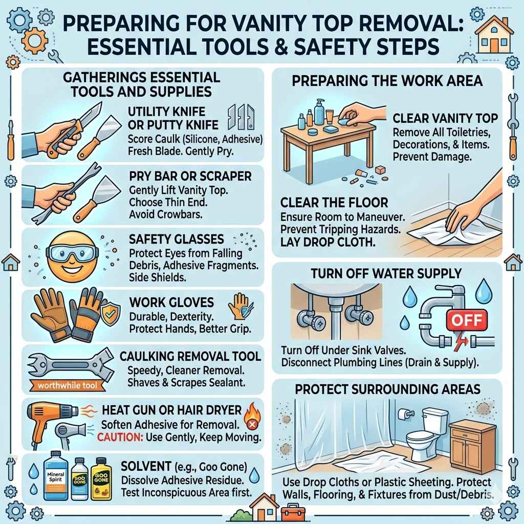 Preparing for Vanity Top Removal