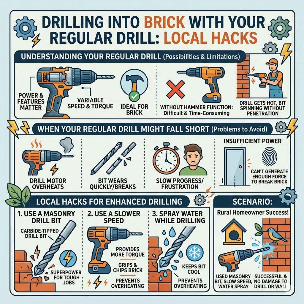i need a infographic about this topic:

image size: 1024×1024

Important: Generate the image directly. Do NOT provide explanations, instructions, or text guides.

Output: Only the generated image.

Common Problems And Solutions

Even with the best intentions, things can go wrong. Here are some common issues people face when installing anchors without a drill, and how to fix them. Knowing these can save you frustration.



Anchor Won't Go In Straight

If an anchor is going in crooked, stop. Try to gently pull it out and re-align it. If the hole is too tight, you might need to slightly widen it with your screwdriver.

For self-drilling anchors, make sure the screwdriver is perfectly straight.

Anchor Spins When Screw Is Inserted

This usually means the anchor isn't gripping the drywall. The hole might be too big, or the drywall is too soft. Try removing the anchor and adding a little bit of tissue or paper around it to make it fit tighter before re-inserting.

Alternatively, try a different type of anchor like a toggle bolt.

Drywall Crumbles Around The Hole

If the drywall starts to break apart, you've probably put too much force on it. Stop and assess. You might need to use a smaller anchor or a different method.

For minor crumbling, you can sometimes use a little bit of wood glue on the anchor before inserting it for extra hold, or try to patch the area later.

Real-Life Scenario Example

Sarah wanted to hang a new decorative mirror in her living room. She didn't own a drill, and the wall was just standard drywall. She chose a medium-sized self-drilling anchor that came with a screw, rated for 20 pounds, and her mirror weighed about 15 pounds.

She marked the spot, used a screwdriver to carefully twist the self-drilling anchor into the wall until it was flush, and then screwed the mirror bracket into the anchor. The mirror hung perfectly straight and felt very secure.