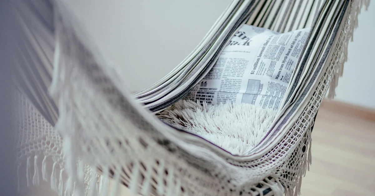 Fabric hammock hanging indoors without drilling into the wall