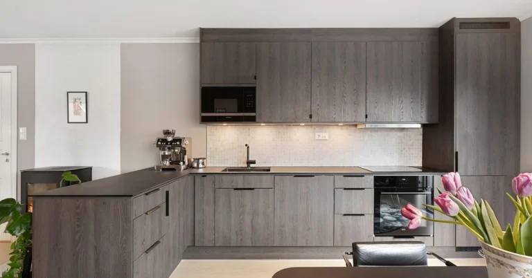 Wood kitchen cabinets that can trap grease and musty odors