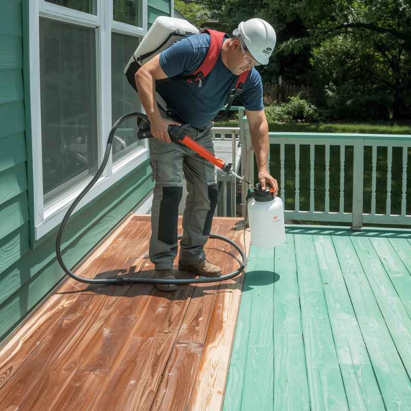 Spraying Deck Stain