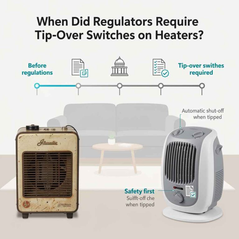 When Did Regulators Require Tip-Over Switches On Heaters?