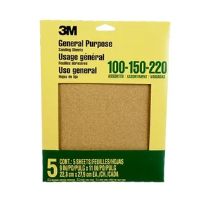 3M aluminum oxide sandpaper assorted grit sheets