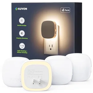 AUVON plug in LED backlit night light 4 packs motion sensor