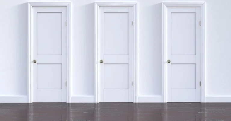 Three plain interior doors with basic doorknobs no deadbolt