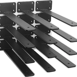 black hidden L shelf bracket 12 pack