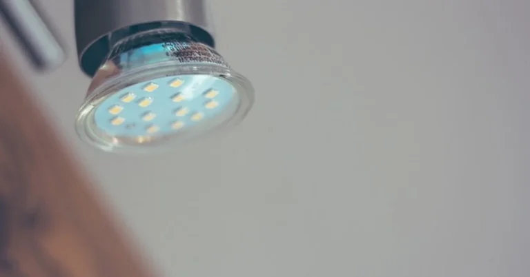Close-up of a bright LED bulb showing individual diodes glowing