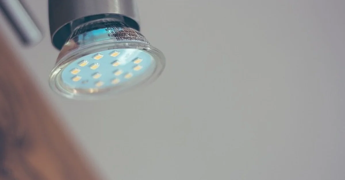 Close-up of a bright LED bulb showing individual diodes glowing
