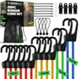 Heavy duty bungee cord set for securing patio tarp