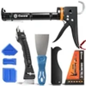 Silicone caulk gun kit with remover tool for sealing bathtub edges