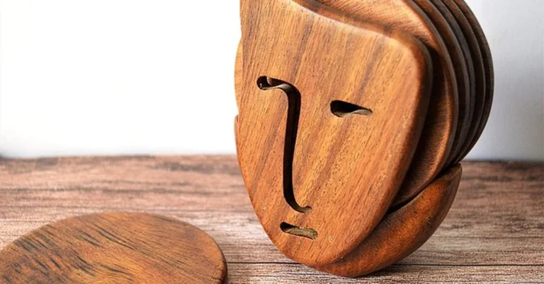Handmade wooden coaster set, an example small cedar wood craft project