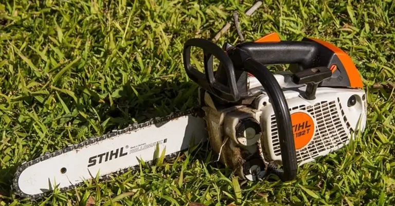 Chainsaw with visible chain showing correct tension and slack