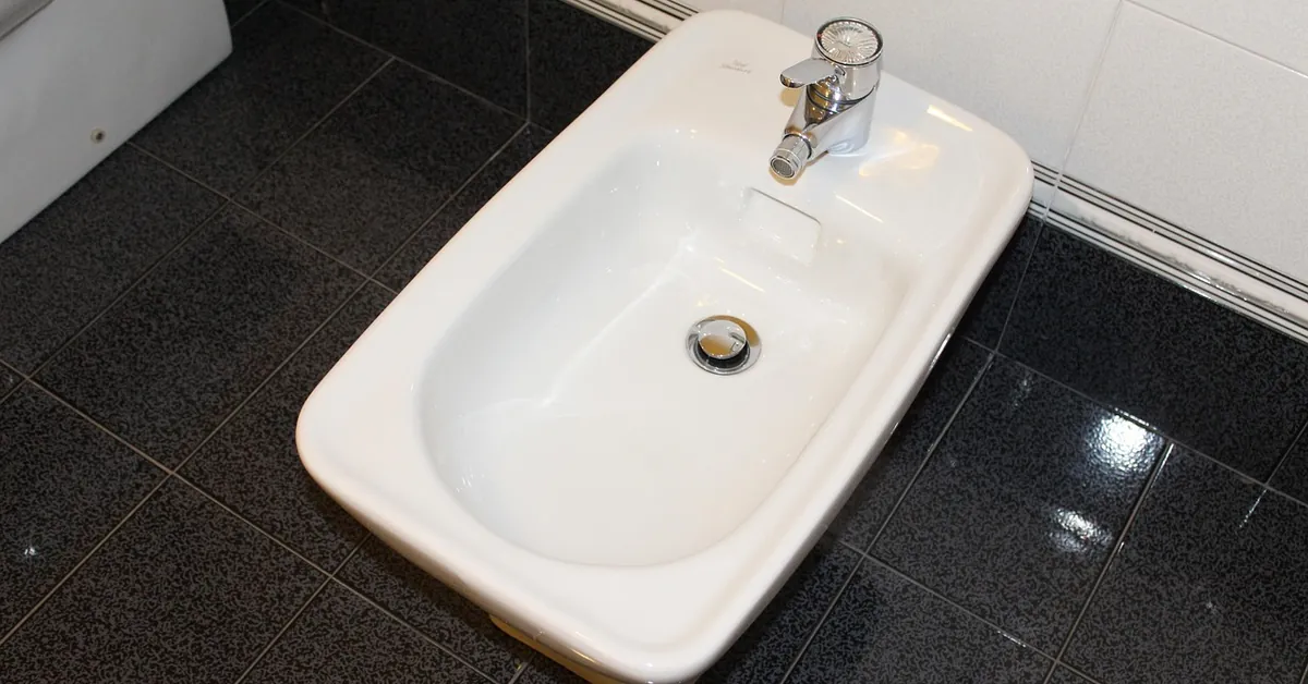 Bidet sprayer nozzle in a clean bathroom setting