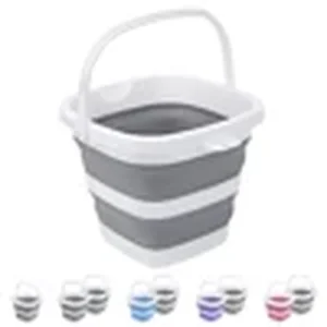 Collapsible bucket for catching drained water from a washer filter