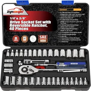 EPAuto 1/4 and 3/8 inch drive socket ratchet set