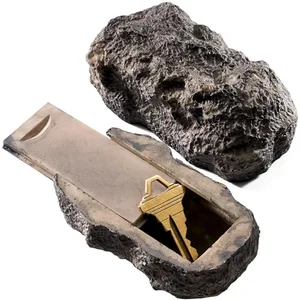 Fake rock key hider for outdoor spare key storage
