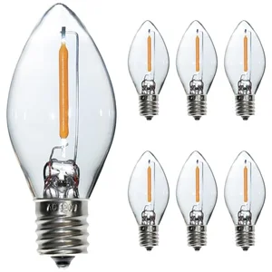 FANNIS 6 pack C7 LED night light bulbs E12 candelabra base