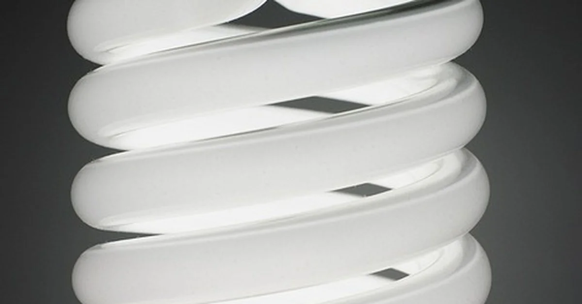 Lit compact fluorescent CFL bulb, spiral tube style