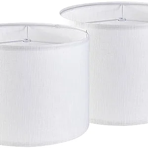 GOandSO pure white linen drum lamp shade set of 2