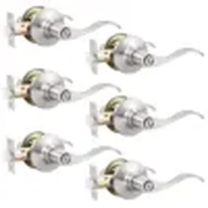 GOBEKOR brushed nickel privacy door lever 6 pack