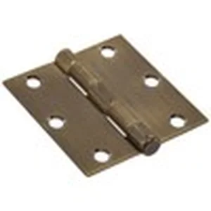 Hillman antique brass square corner mortise door hinge